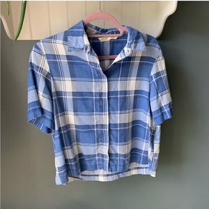 Zara blue plaid button up, size m medium, excellent condition